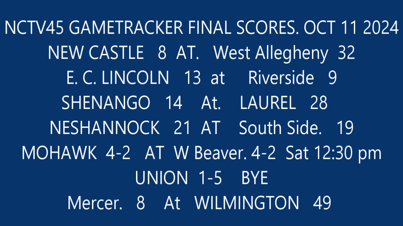 NCTV45 GAME TRACKER HS FOOTBALL FINAL SCORES OCT 11 2024