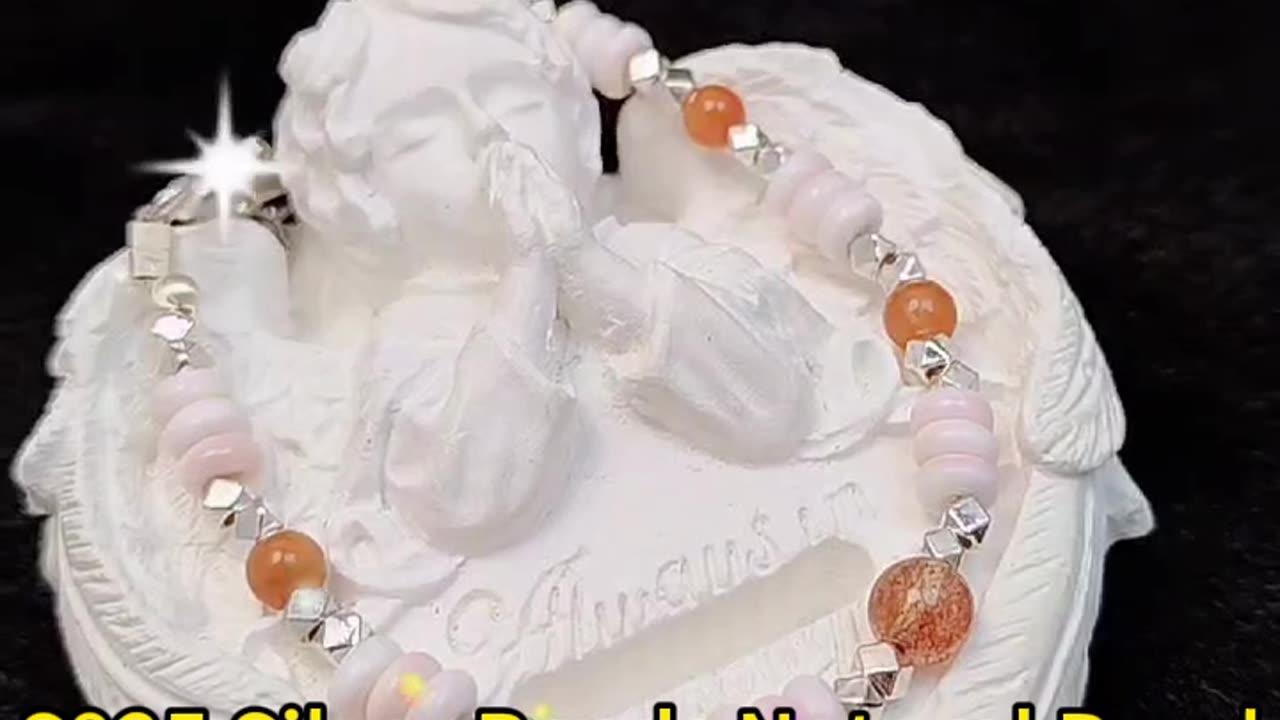 GN-20241015-04 Hot sale agate with S925 silver bracelet The first choice for gifts pink opal