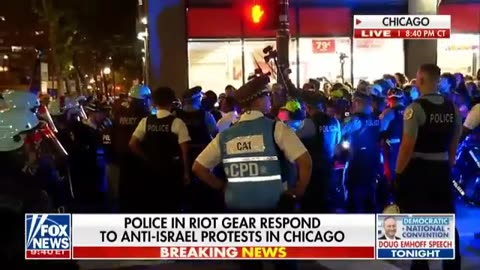 Confrontation breaks out between protesters and police at the DNC