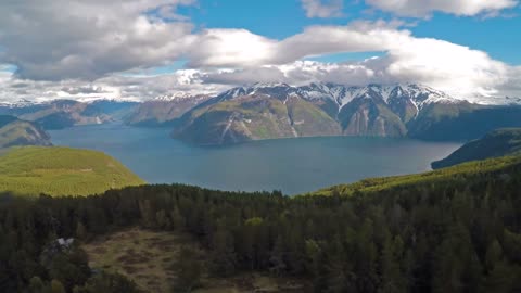 beautiful nature norway flying over the sognefjorden