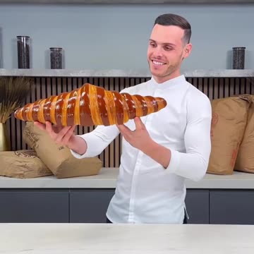 Giant Croissant! 🥐 The making of the croissant from the coffee cup video!#amauryguichon #croissant