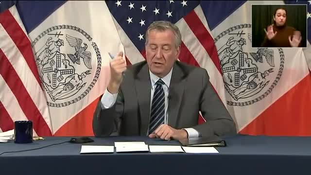 New York Mayor Bill DeBlasio Holds Presser On Record COVID-19 Cases In NYC