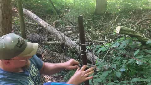 Mending old Fence with piece of New