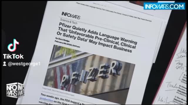 Pfizer add warning language that unfavorable pre-clinical