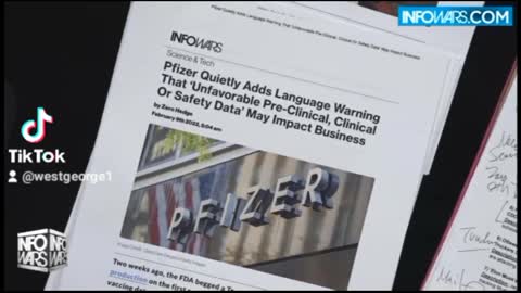 Pfizer add warning language that unfavorable pre-clinical