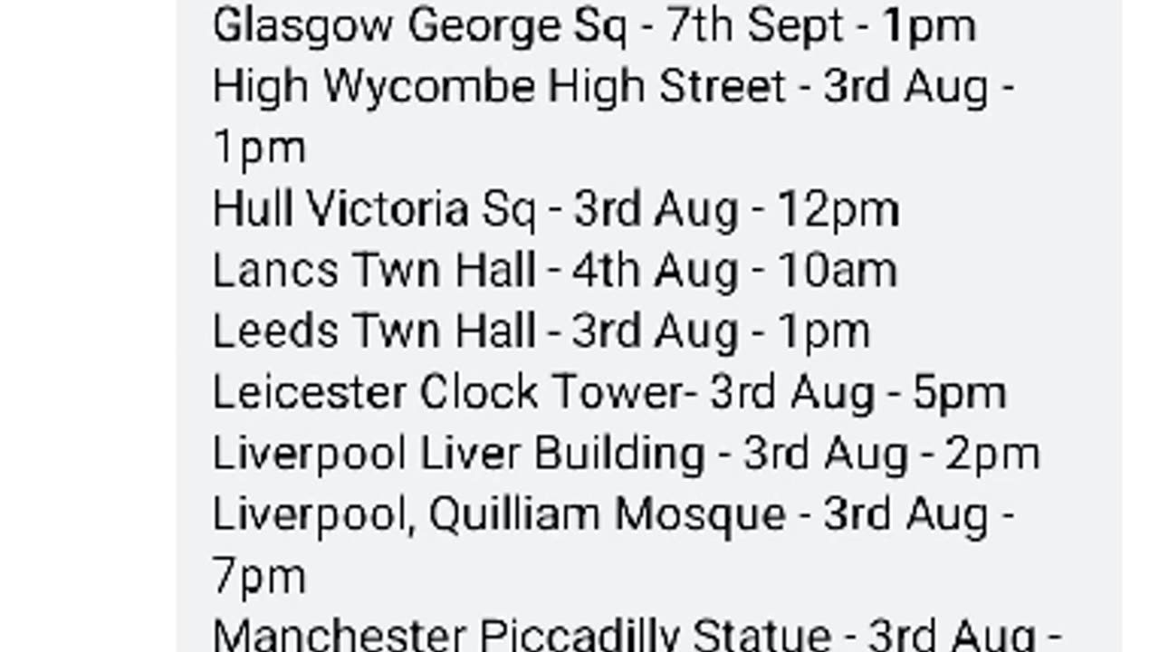 UK UpRise Southport Wake_ List UK Saturday 240803