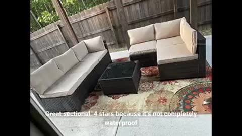 ALAULM 7 Piece Patio Furniture Sets, Outdoor Patio Sectional Outdoor Furniture Set, Manual Weaving