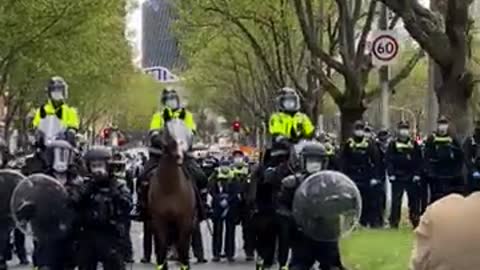 Police threatening unarmed union protesters with violence if they refuse to disperse.