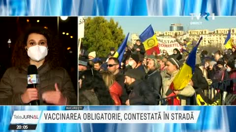 TVR, 7.03.2021: Proteste cu mii de oameni față de vaccinarea obligatorie în București și în țară