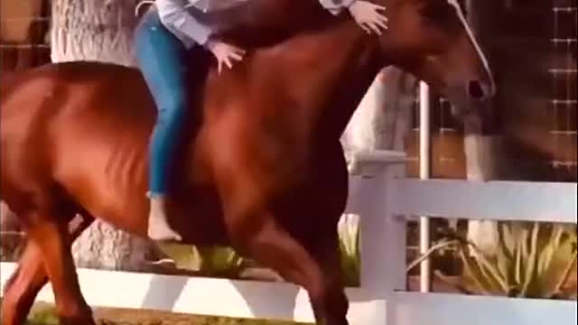 Beautiful girl horse riding