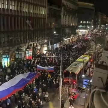Huge protest in support of Russia in the Serbian capital Belgrade