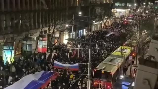 Huge protest in support of Russia in the Serbian capital Belgrade