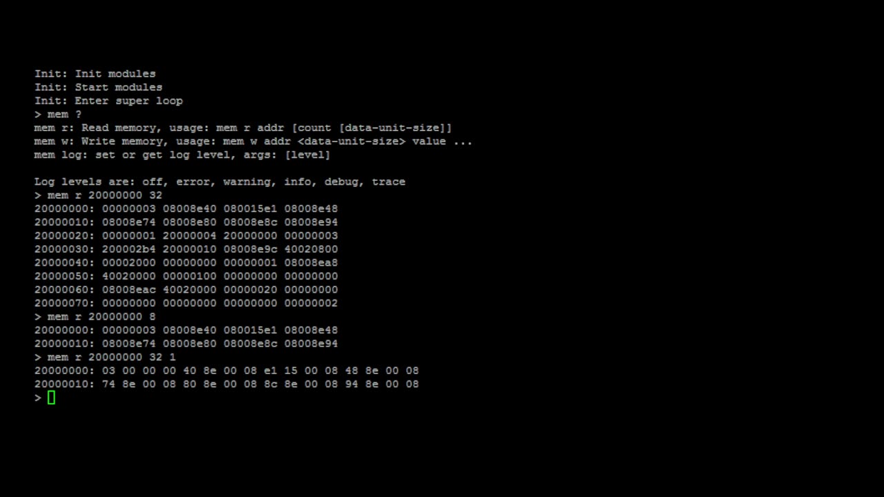 The Memory Module - stm32 and putty