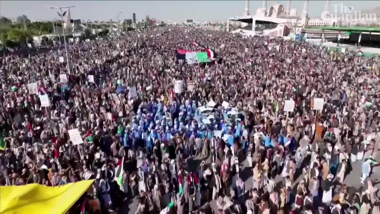 Thousands protest in Yemen after US-UK strikes on Houthi targets