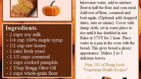 Patricia's Pumpkin Brown Bread Recipe