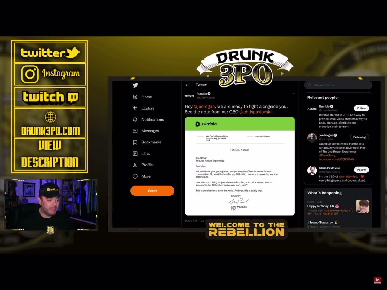 drunk3po Rumble offers JRE Joe Rogan Experience $100 million to leave Spotify