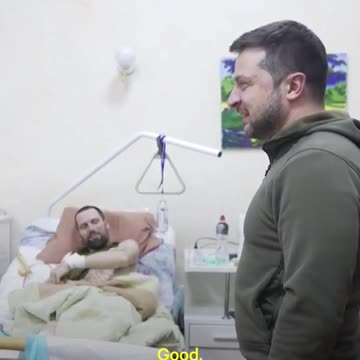 Ukrainian Pres. Zelenskyy Visits Wounded Soldiers in Hospital #Shorts