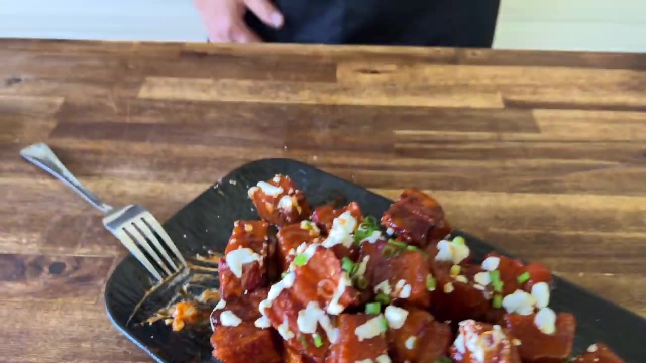 Buffalo Pork Belly Bites that are Crispy and Smoked -