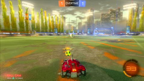 ball nearly rolls in before OT - rocket league
