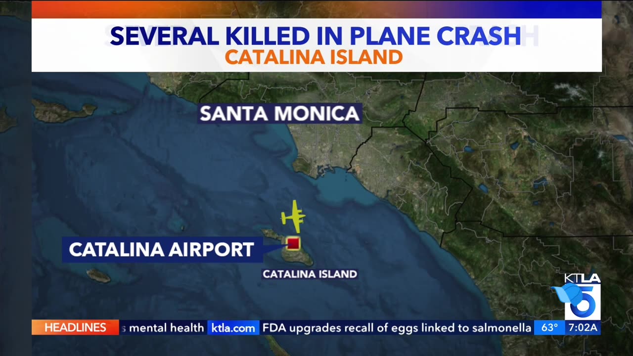 LA County: Plane crashes near Catalina Island Airport killing all 5 on board.