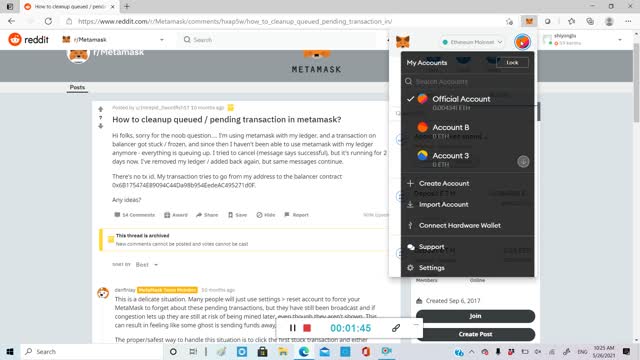 Ep39: how to clean up queued/pending transactions in Metamask