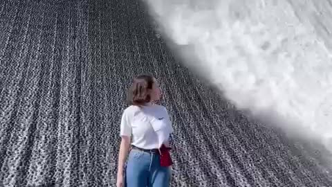 Fire-spitting waterfall at Expo 2020 Dubai