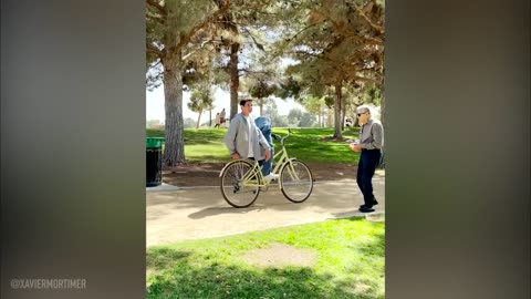 MAN CUT IN HALF ON A BIKE