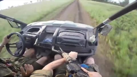 A failed landing of an enemy drone near the Ukrainian fighters' vehicle in the