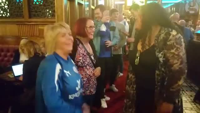 Leicester fans sing at half-time – video