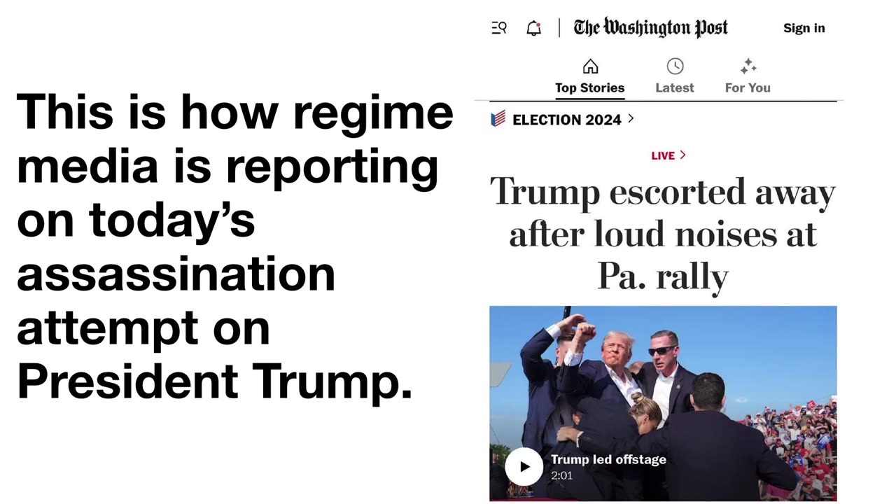 This is how regime media is reporting on today’s assassination attempt on President Trump.