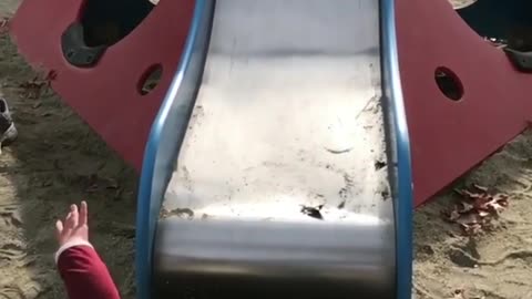 Baby slide fail! Poor little thing.