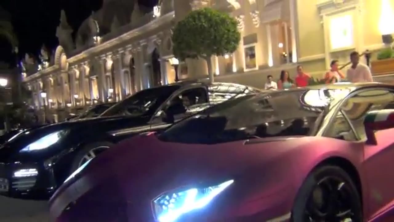 Pinky Lamborghini Aventador Sound at Casino Square in Monaco