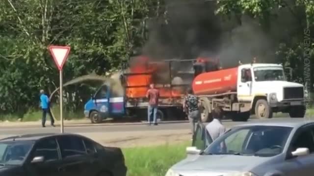 Burning truck extinguished with… POOP!