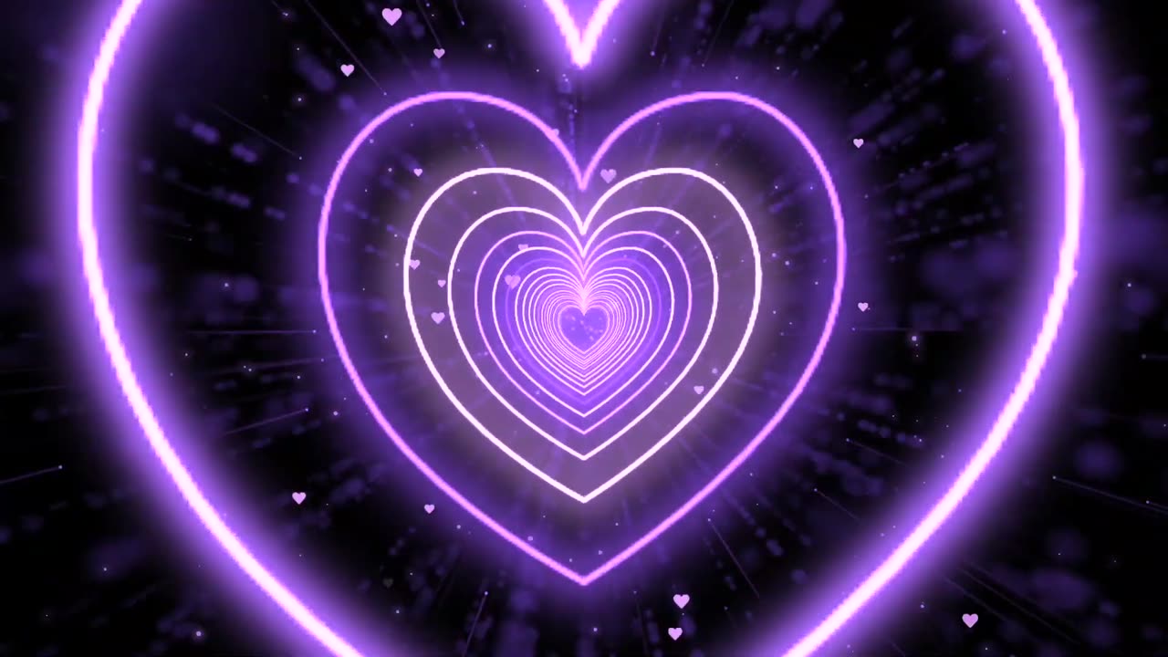 1088- Heart Tunnel💜Heart Background Neon Heart Heart