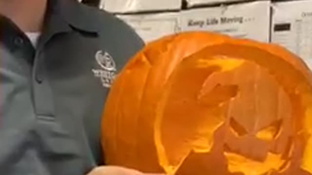 Showing off pumpkin carving skills goes wrong