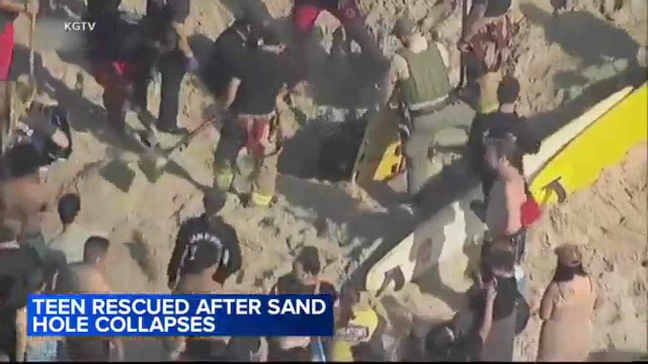 Sand hole collapses on teen girl, trapping her 8 feet under | ABC7