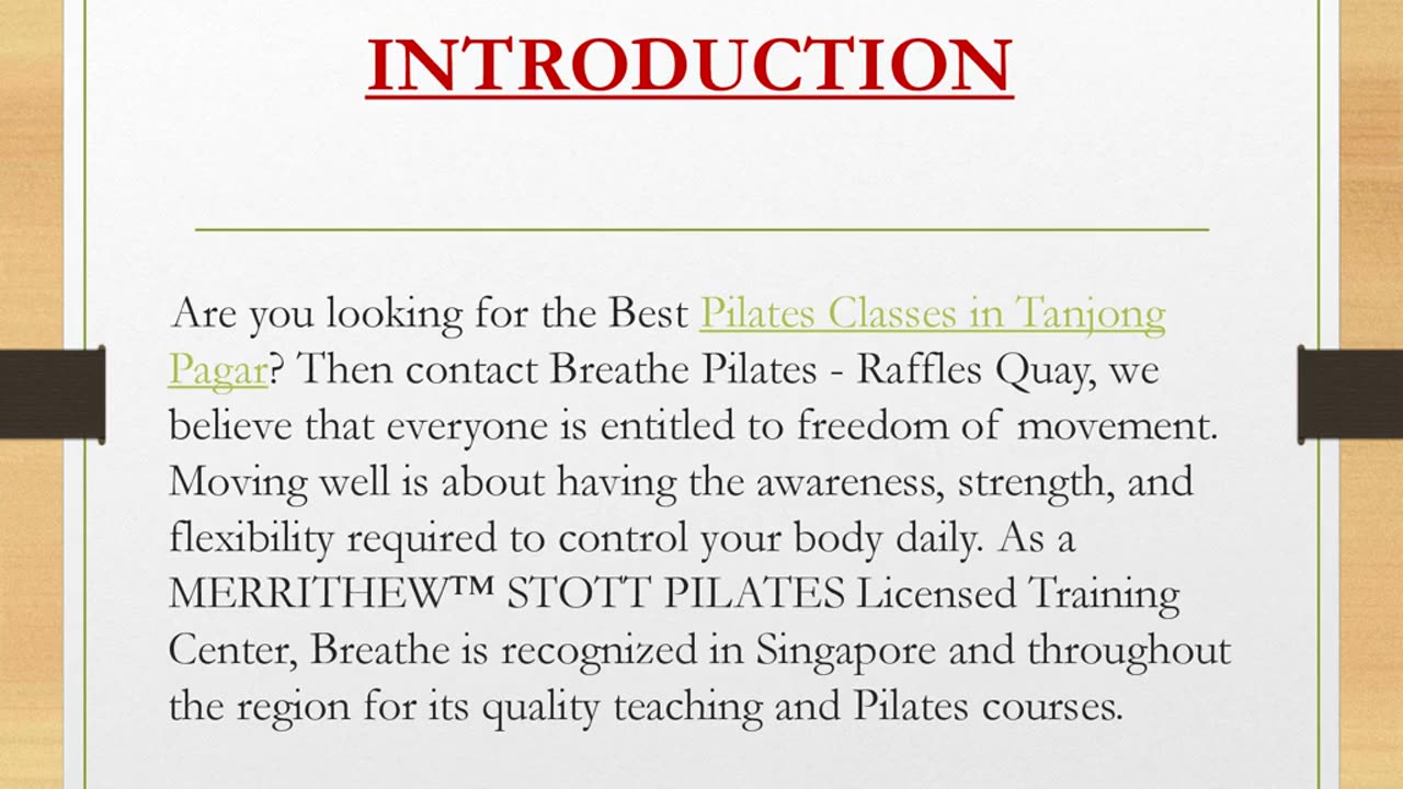 Best Pilates Classes in Tanjong Pagar