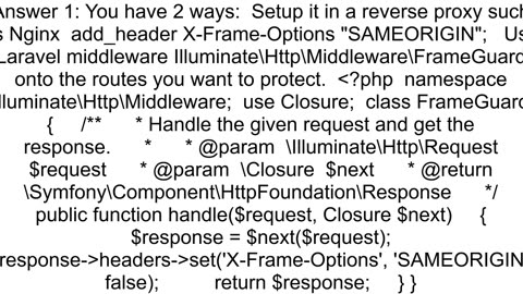 How to set XFrameOptions in laravel project
