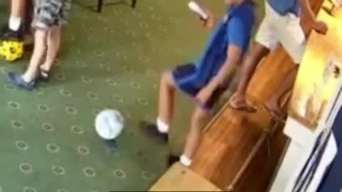 Funny soccer trick. Try not to laugh.