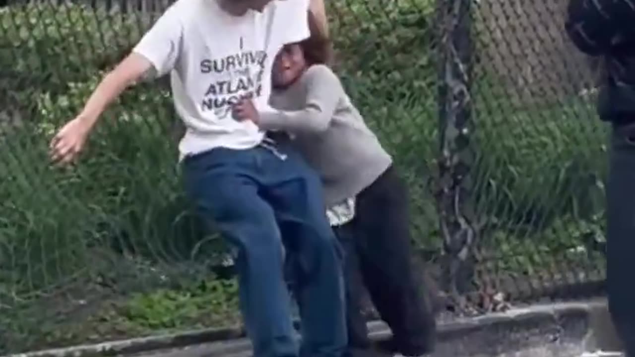 Young boy holds older skater’s hand and has an adorable reaction to the landing trick.. ￼🥹