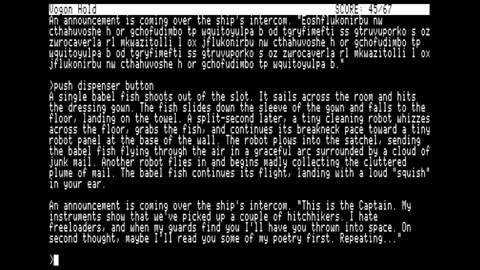 Babel Fish Puzzle: Hitchhiker's - Most Annoying Puzzle - Infocom 1984