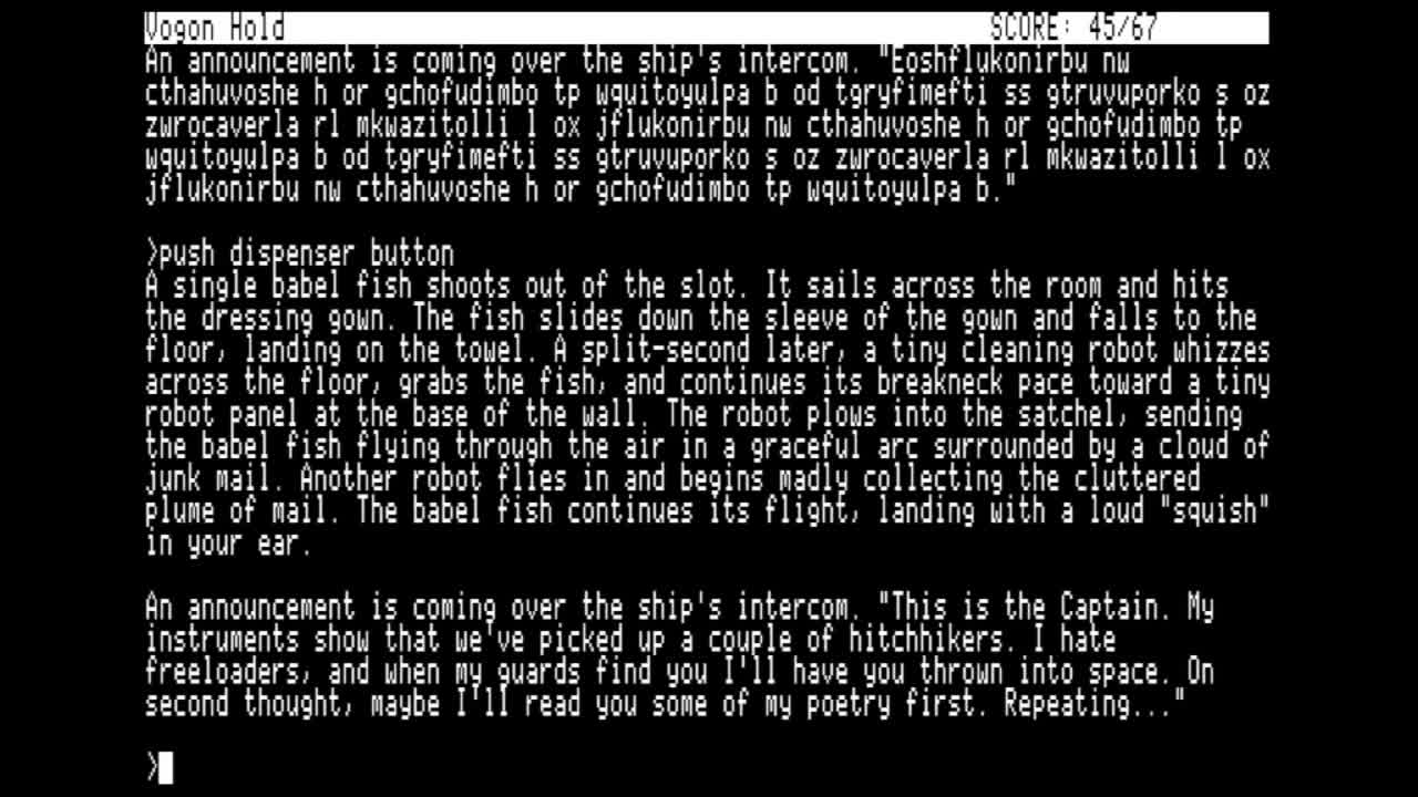 Babel Fish Puzzle: Hitchhiker's - Most Annoying Puzzle - Infocom 1984