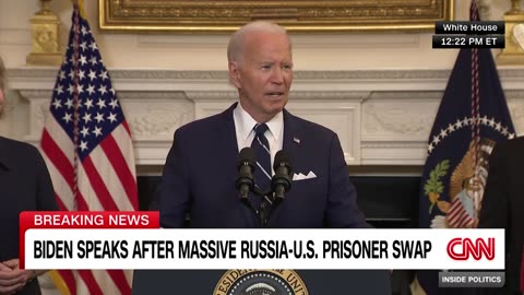 Biden speaks surrounded by family members of US citizens released in prisoner swap