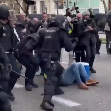 Riot police beat Spanish farmers