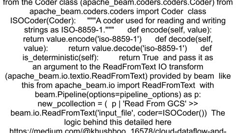 Apache Beam GCP Dataflow encoding issue