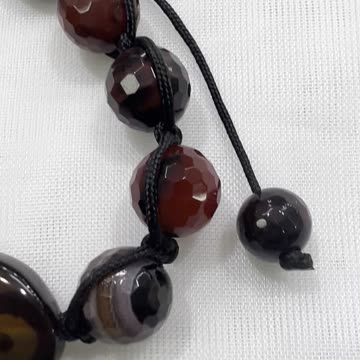 Handmade + Knotting Unique 4.5”~9” Adjustable Bracelet with Faceted Agate