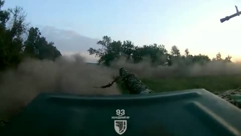 Ukrainian Tank Firing At Russians On The Open Battlefield