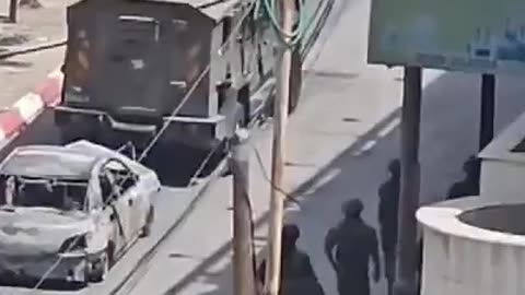 IDF forces are towing the car of the Israeli who was murdered this morning P2