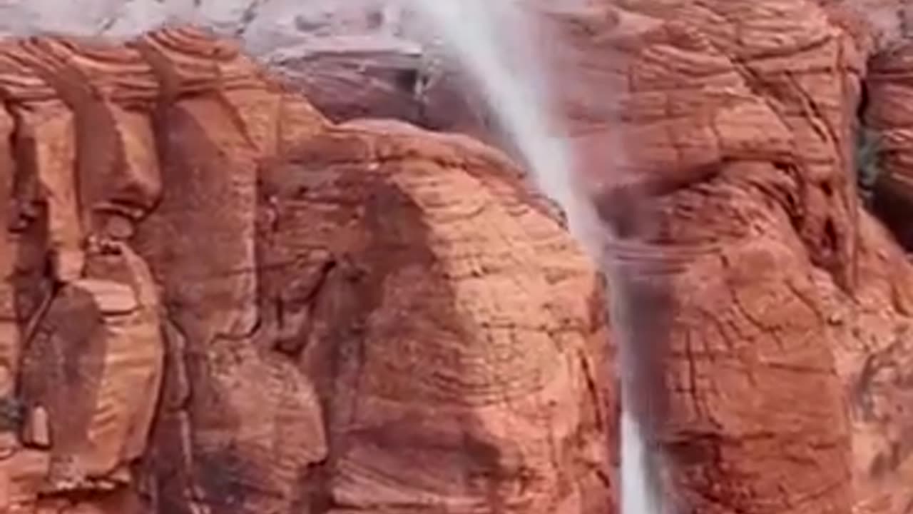 A rare natural phenomenon, a reverse waterfall.