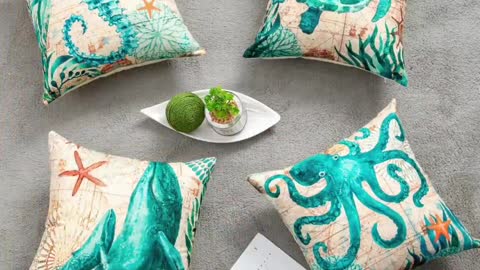 Cushion Covers Sea Turtle Printed Throw Pillow Cases For Home Decor Sofa Chair Seat